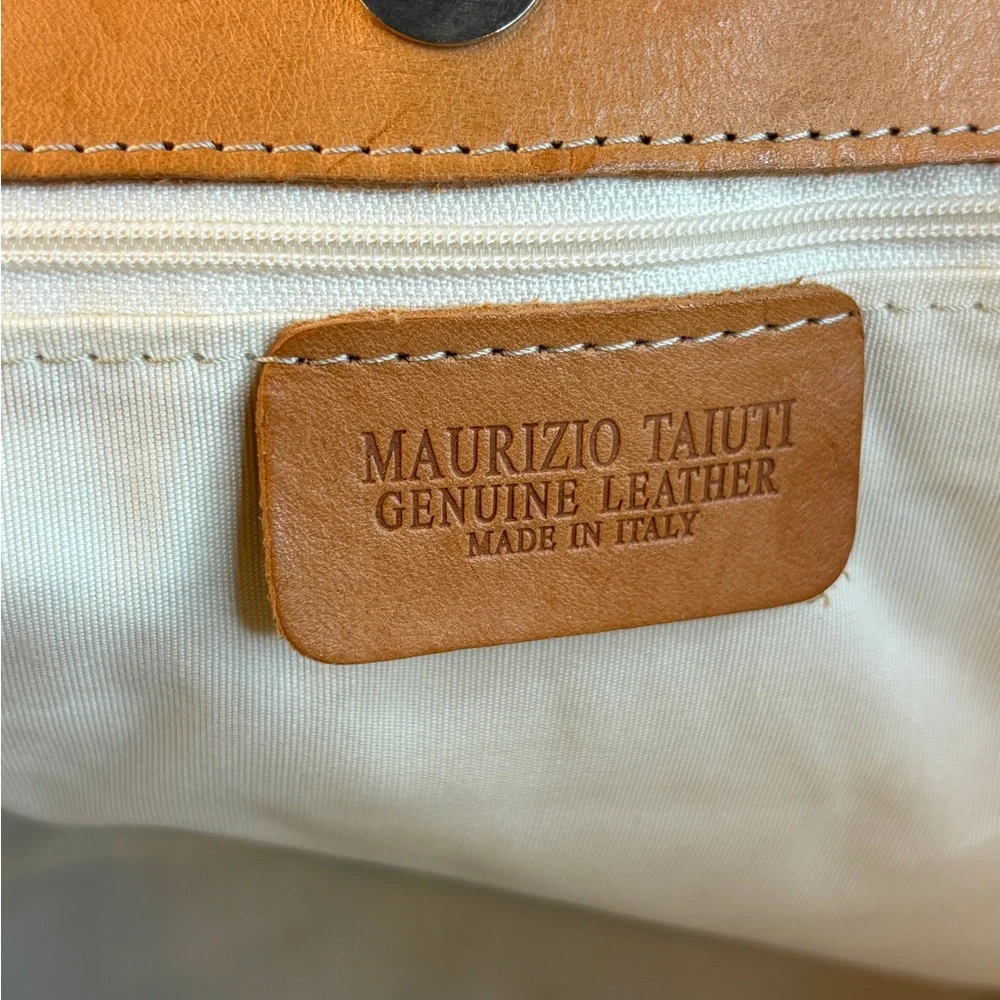 Maurizio Taiuti Genuine Italian‎ Leather “Orchid” Print Large Tote